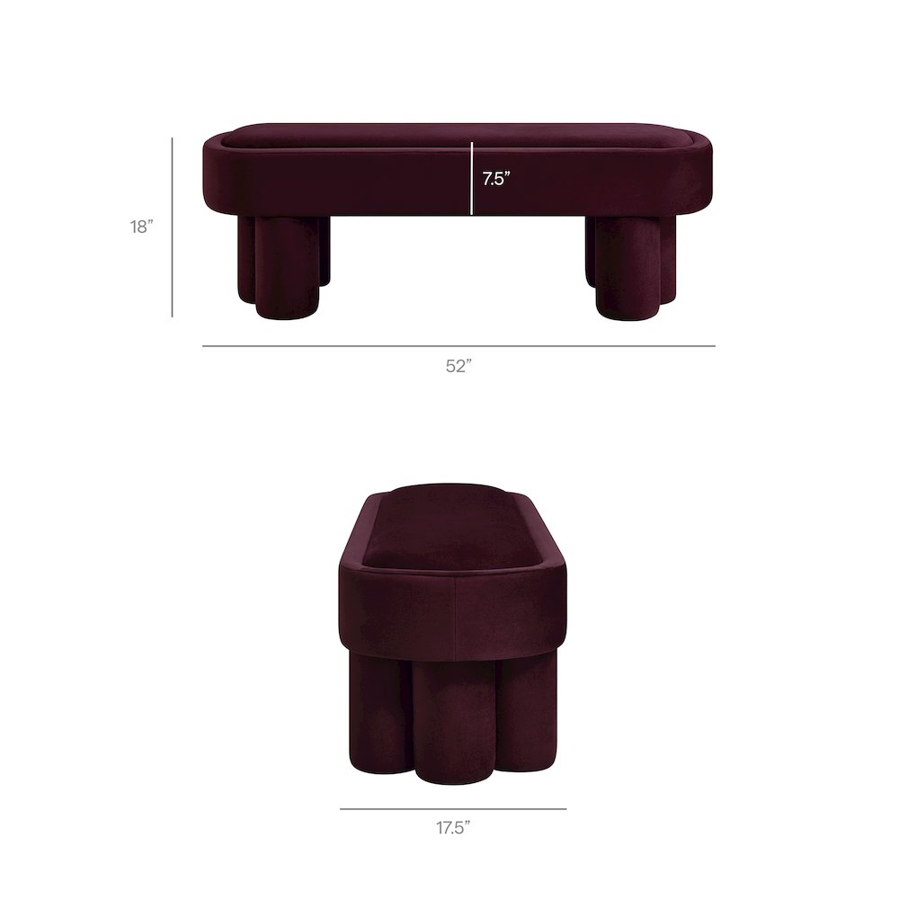 Mossi Oval Performance Velvet Accent Bench