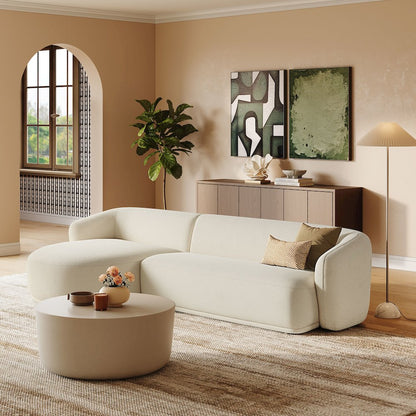 Monica 2 Piece Left Facing Boucle Fabric Modular Sofa with Chaise