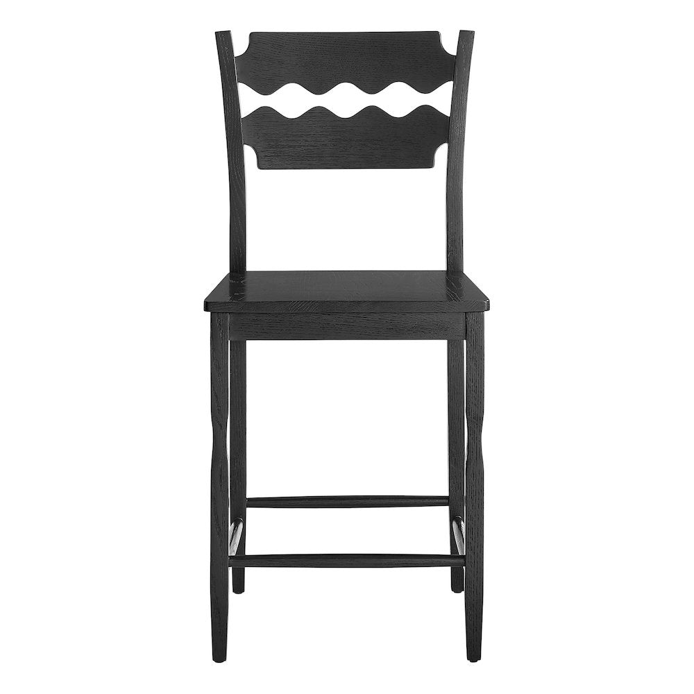 Jax Oak Wood Counter Stool With Wavy Razor Back