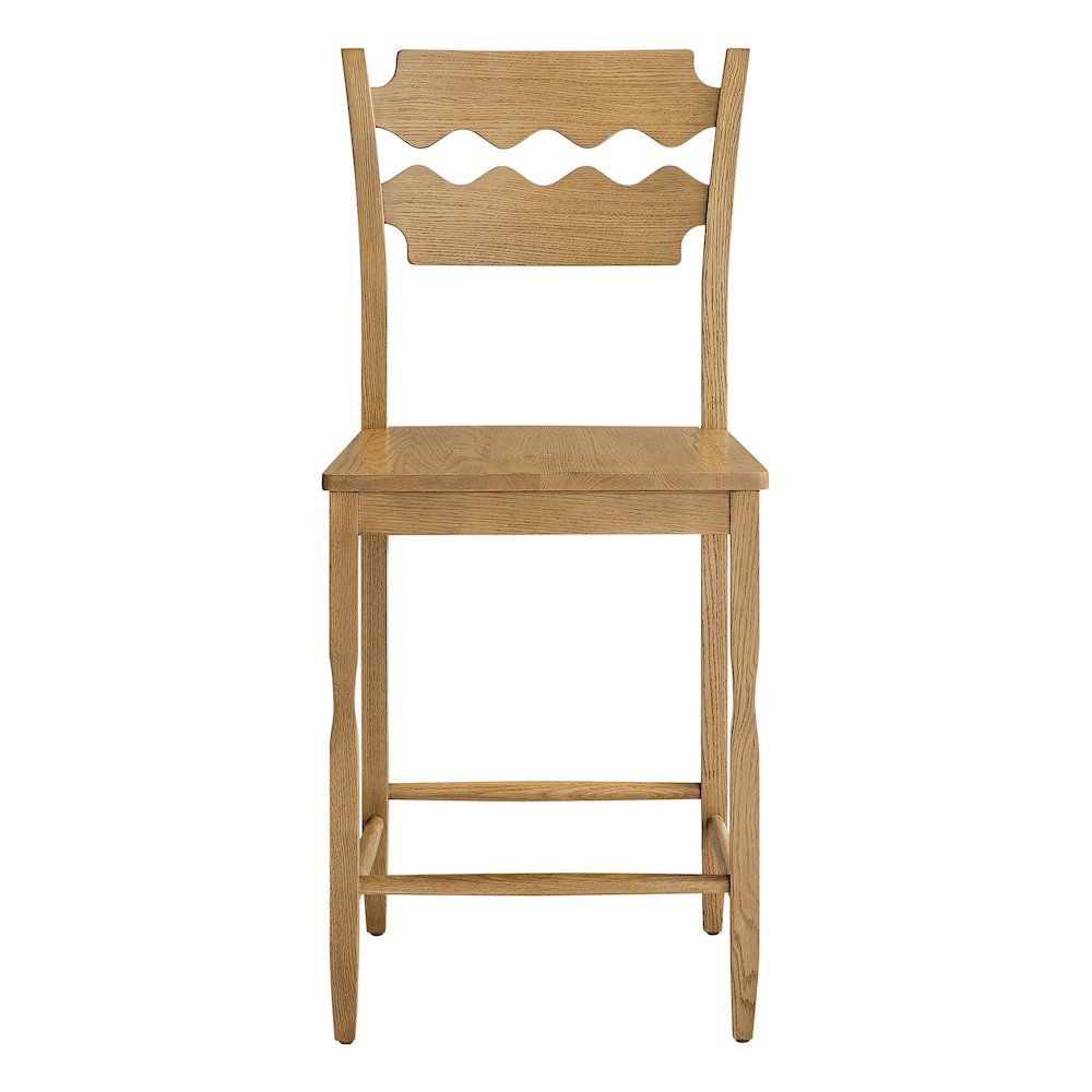 Jax Oak Wood Counter Stool With Wavy Razor Back