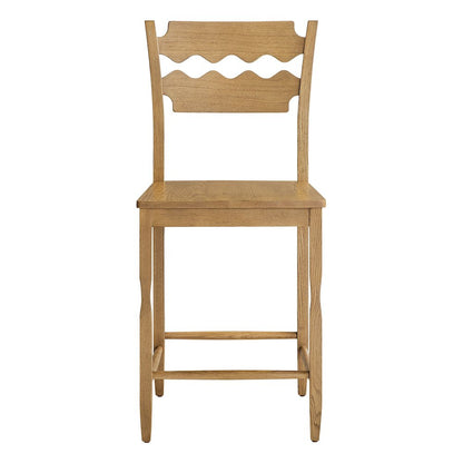 Jax Oak Wood Counter Stool With Wavy Razor Back
