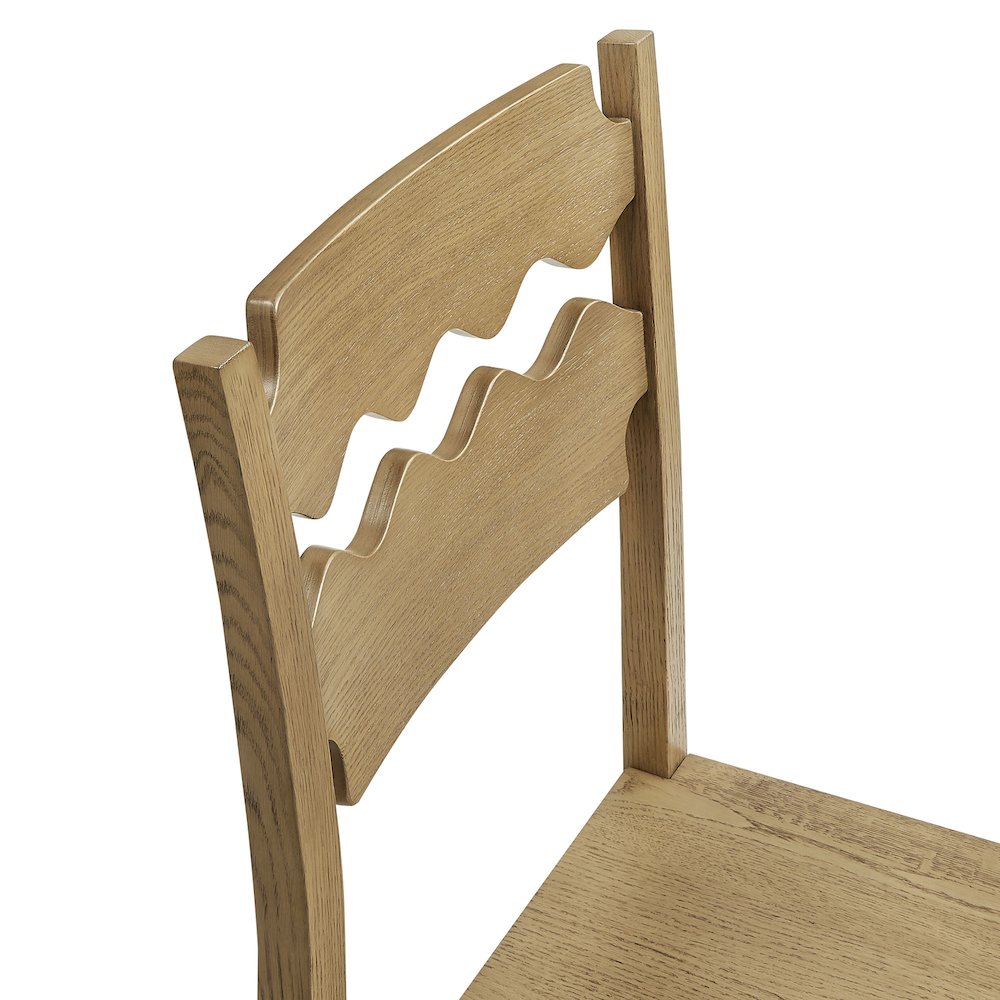 Jax Oak Wood Counter Stool With Wavy Razor Back