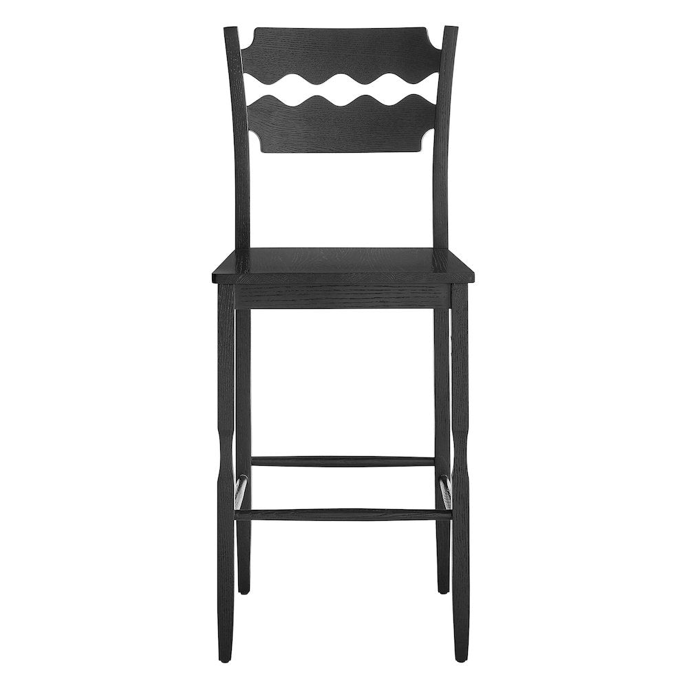 Jax Oak Wood Bar Stool With Wavy Razor Back