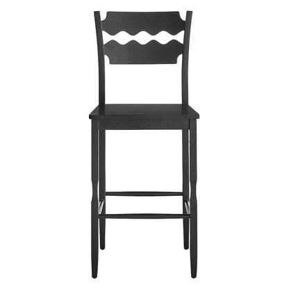 Jax Oak Wood Bar Stool With Wavy Razor Back