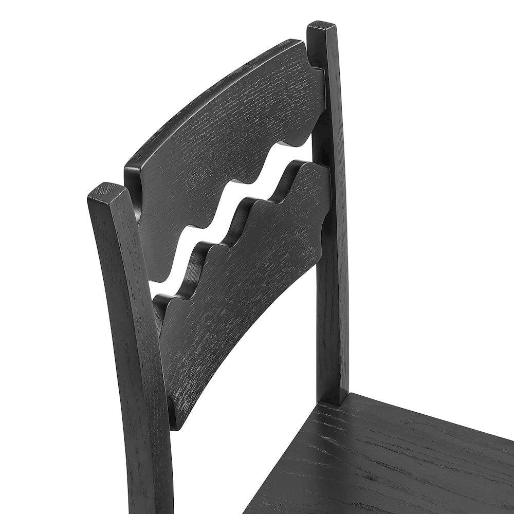 Jax Oak Wood Bar Stool With Wavy Razor Back