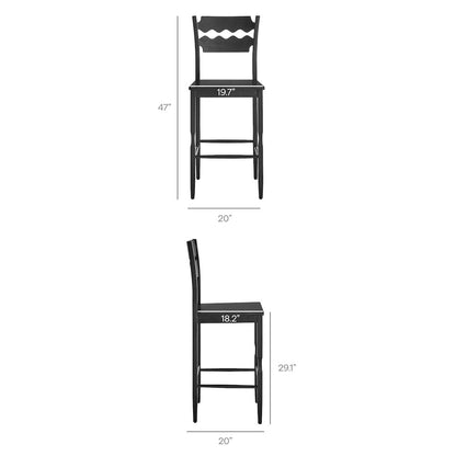 Jax Oak Wood Bar Stool With Wavy Razor Back