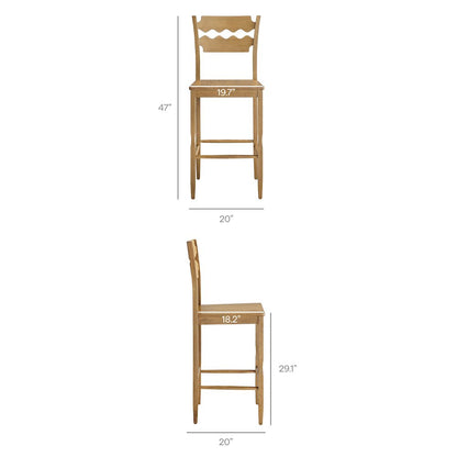 Jax Oak Wood Bar Stool With Wavy Razor Back