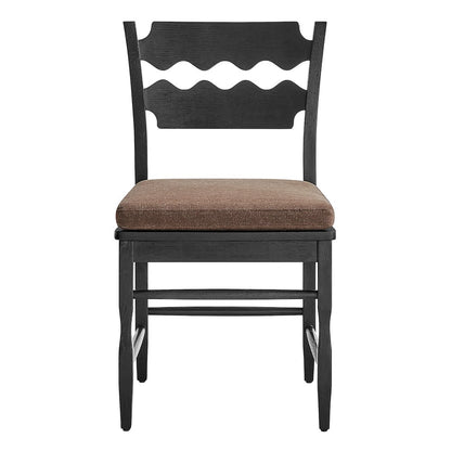 Jax Oak Wood Dining Chair With Wavy Razor Back and Cushion