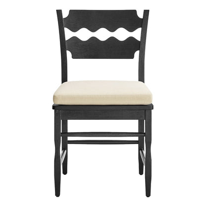 Jax Oak Wood Dining Chair With Wavy Razor Back and Cushion