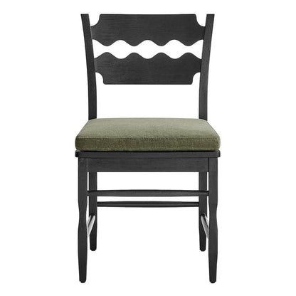 Jax Oak Wood Dining Chair With Wavy Razor Back and Cushion
