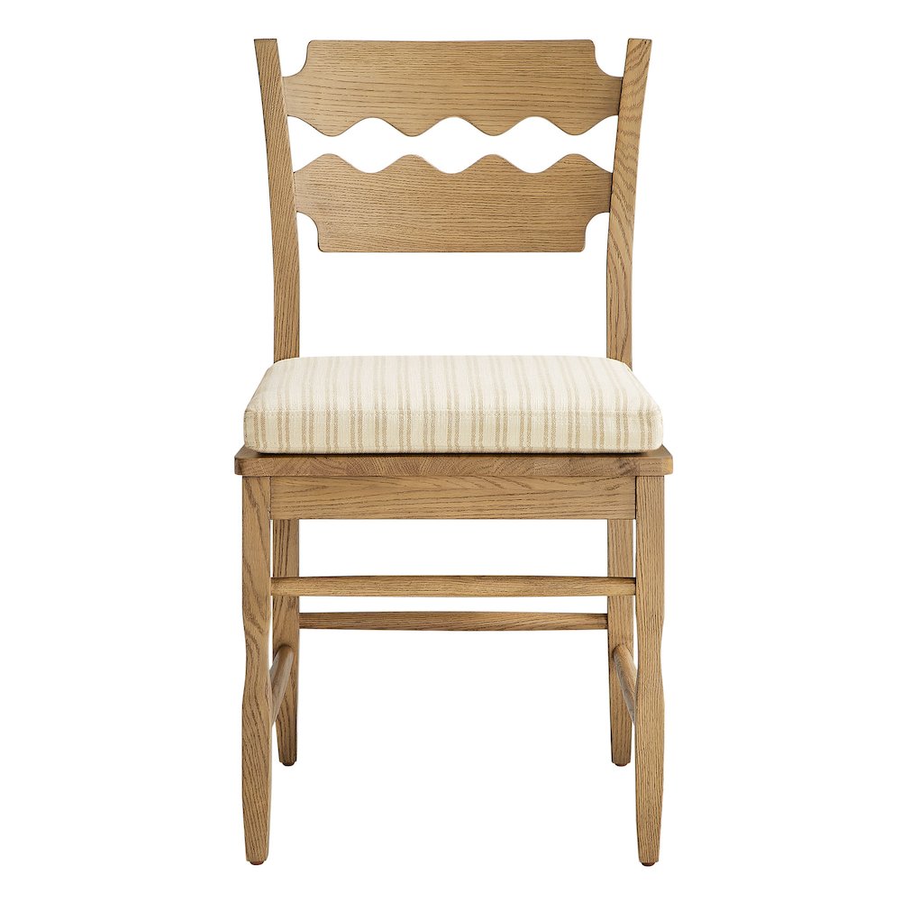 Jax Oak Wood Dining Chair With Wavy Razor Back and Cushion