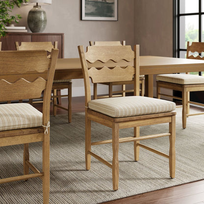 Jax Oak Wood Dining Chair With Wavy Razor Back and Cushion