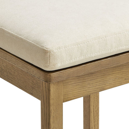 Jax Oak Wood Counter Stool With Wavy Razor Back and Cushion