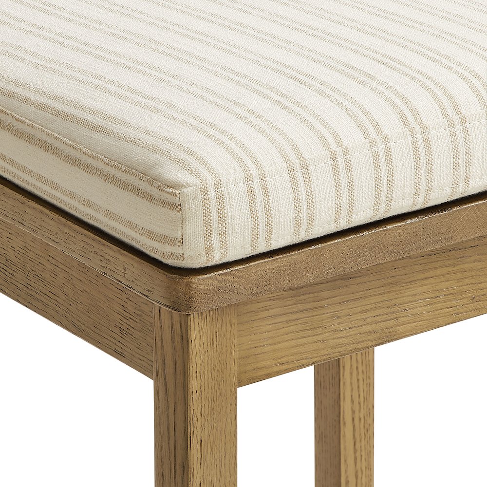 Jax Oak Wood Counter Stool With Wavy Razor Back and Cushion