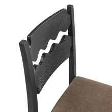 Jax Oak Wood Bar Stool With Wavy Razor Back and Cushion