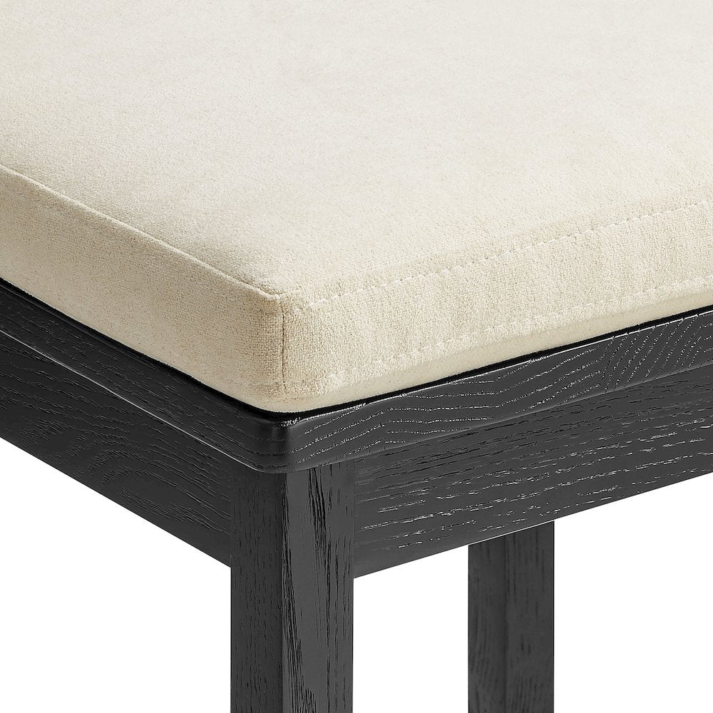 Jax Oak Wood Bar Stool With Wavy Razor Back and Cushion