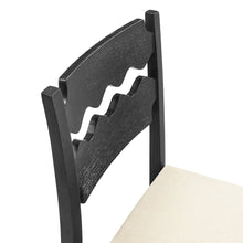 Jax Oak Wood Bar Stool With Wavy Razor Back and Cushion