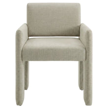 Fabric-Upholstered Dining Chair with Arms and Thick Cushion for Kitchen, Linen