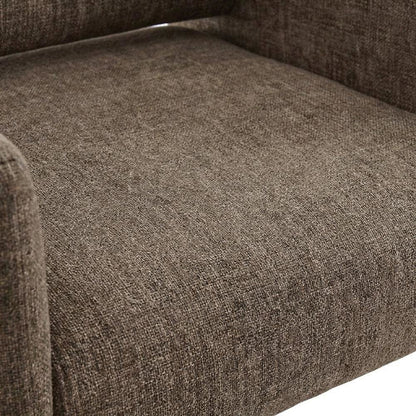 Fabric-Upholstered Dining Chair with Arms and Thick Cushion for Kitchen, Mocha