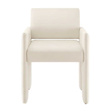 Performance Velvet Dining Armchair with Stain-Resistant Fabric, Alabaster