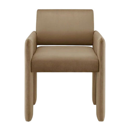 Performance Velvet Dining Armchair with Stain-Resistant Fabric, Taupe