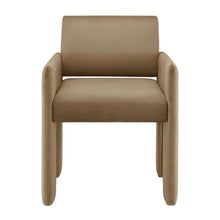 Performance Velvet Dining Armchair with Stain-Resistant Fabric, Taupe