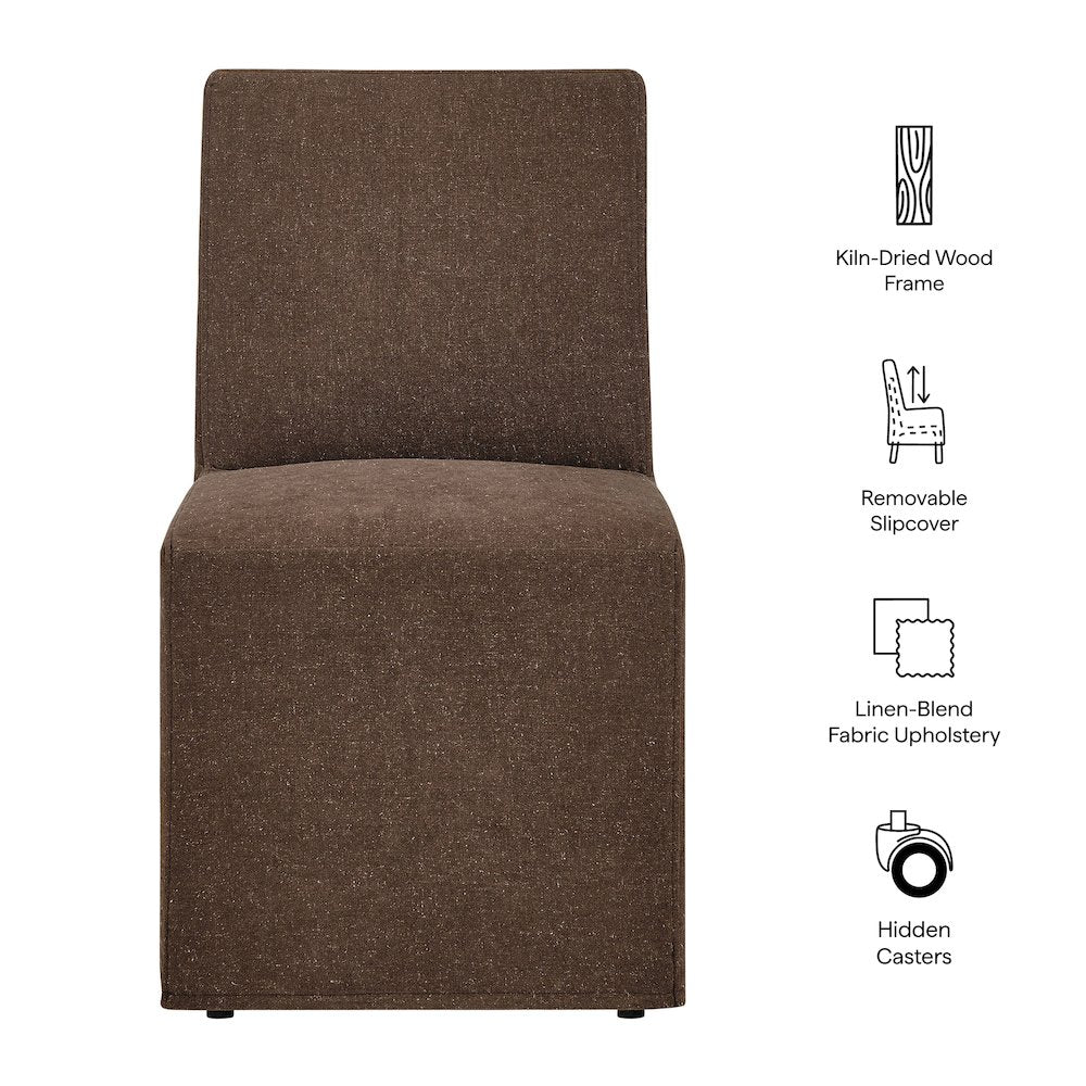 Tessera Upholstered Linen-Blend Slipcovered Dining Chair