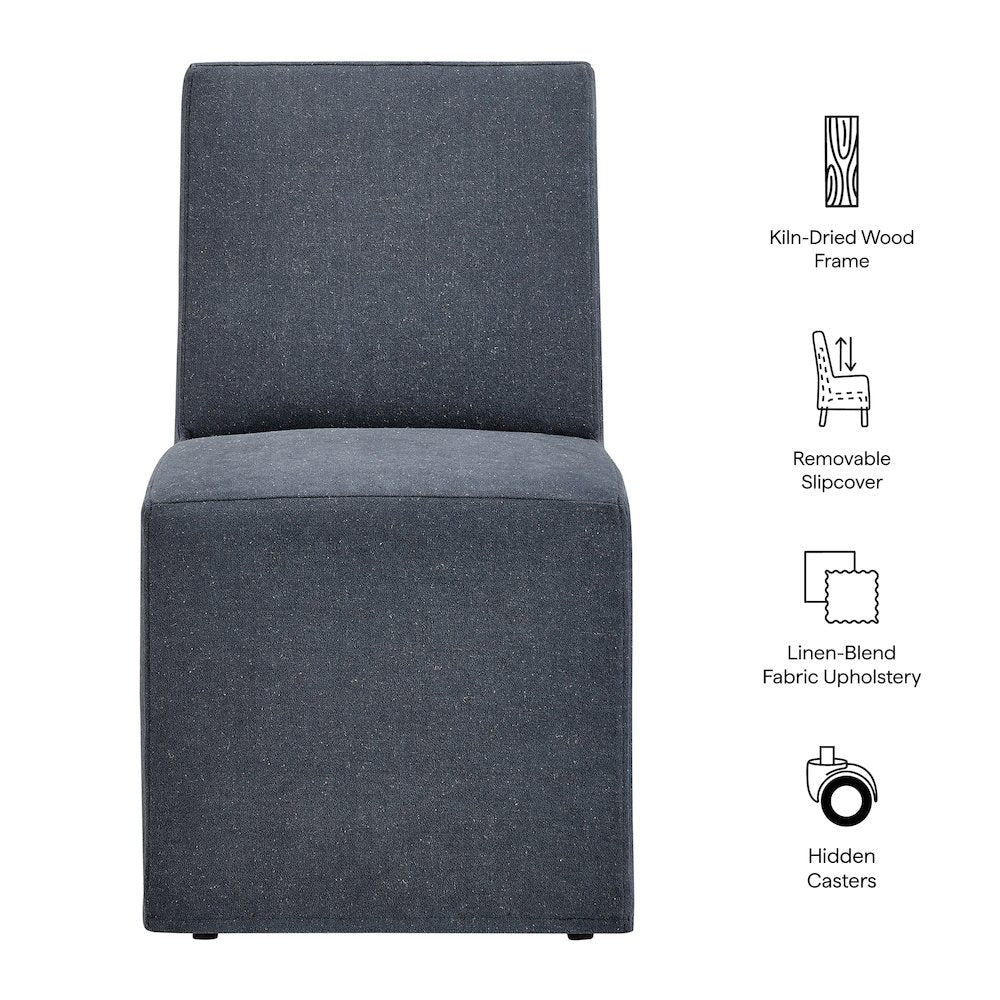 Tessera Upholstered Linen-Blend Slipcovered Dining Chair