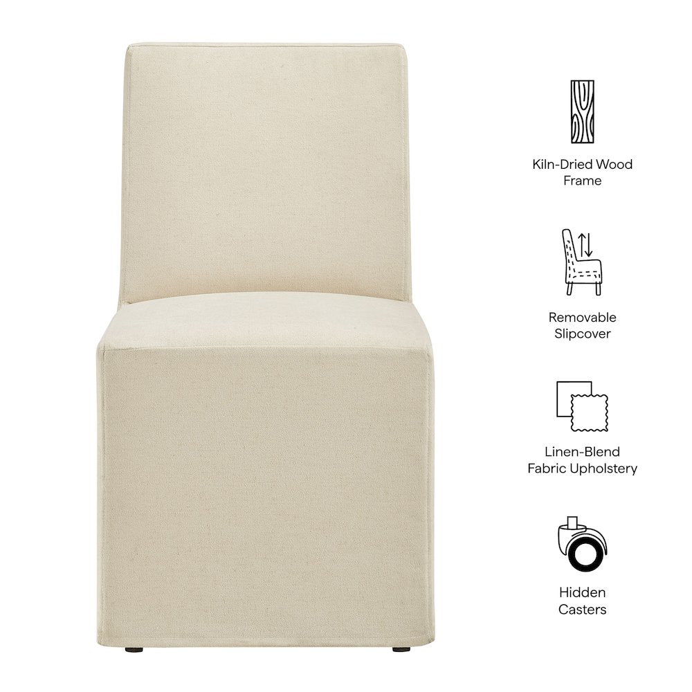 Tessera Upholstered Linen-Blend Slipcovered Dining Chair