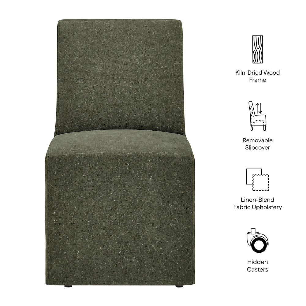 Tessera Upholstered Linen-Blend Slipcovered Dining Chair