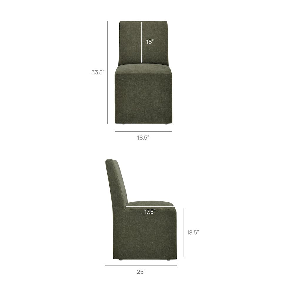 Tessera Upholstered Linen-Blend Slipcovered Dining Chair