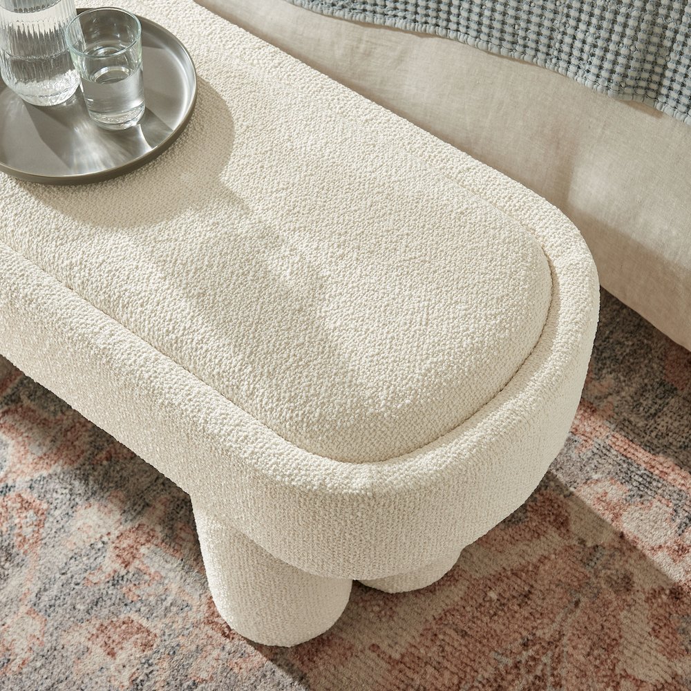 Mossi 52-Inch Oval Boucle Fabric Bench