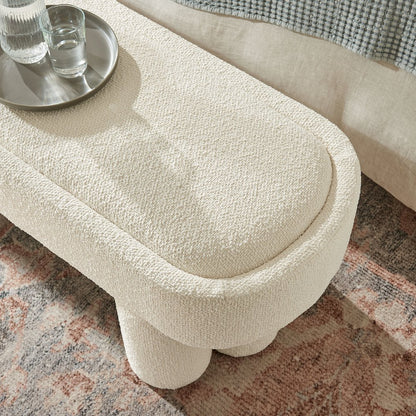 Mossi 52-Inch Oval Boucle Fabric Bench