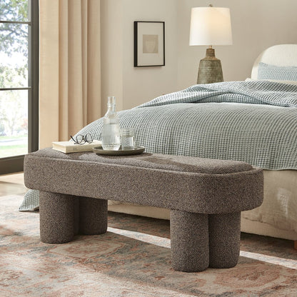 Mossi 52-Inch Oval Boucle Fabric Bench