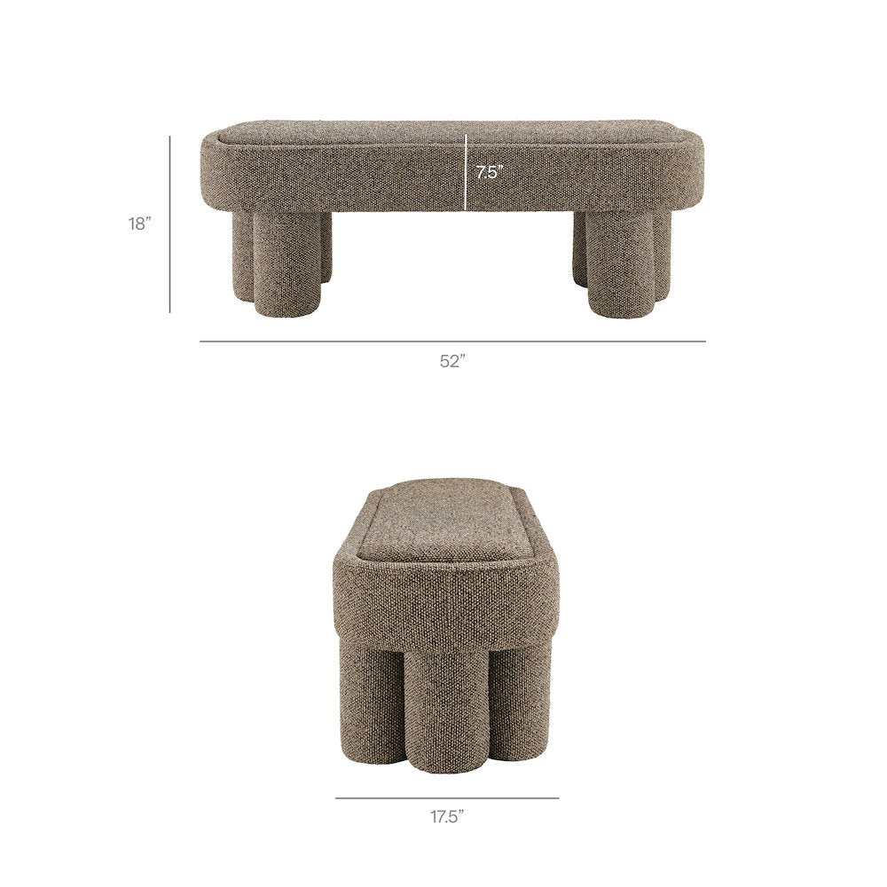 Mossi 52-Inch Oval Boucle Fabric Bench