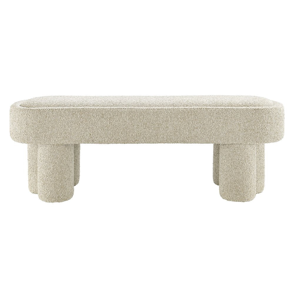 Mossi 52-Inch Oval Boucle Fabric Bench