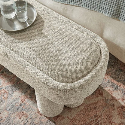 Mossi 52-Inch Oval Boucle Fabric Bench
