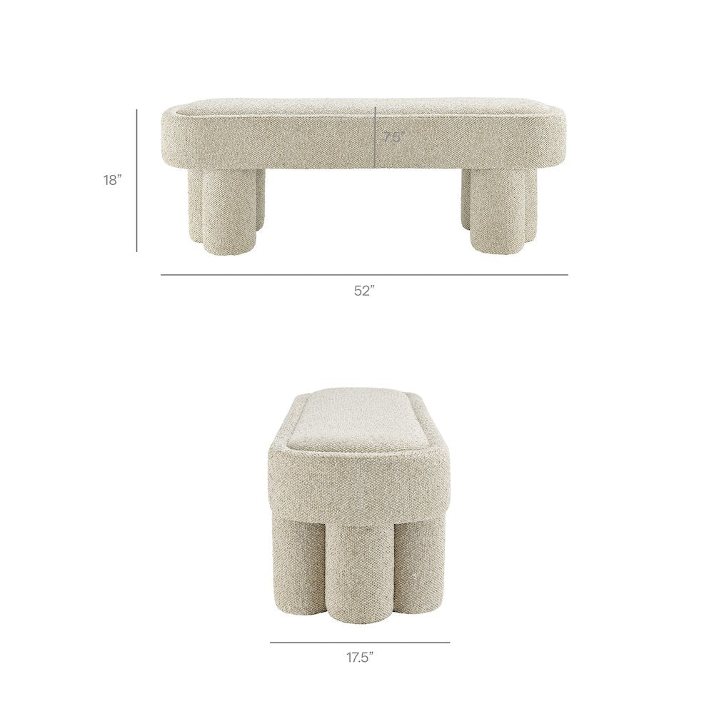 Mossi 52-Inch Oval Boucle Fabric Bench
