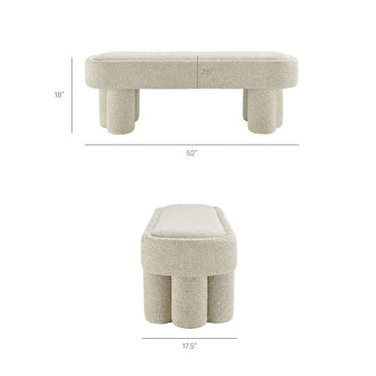 Mossi 52-Inch Oval Boucle Fabric Bench