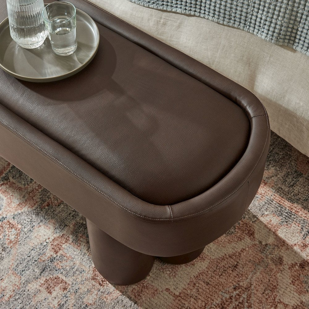 Mossi 52-Inch Oval Vegan Leather Bench