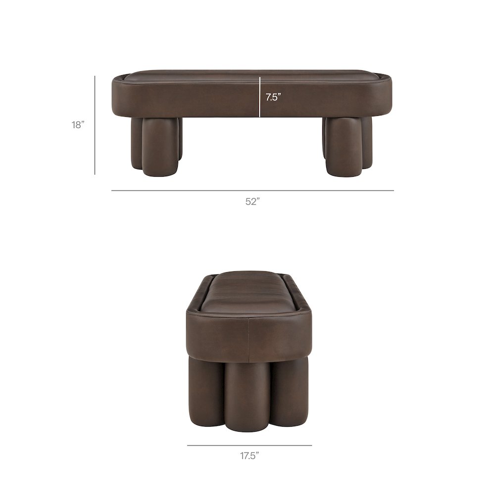 Mossi 52-Inch Oval Vegan Leather Bench