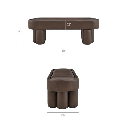 Mossi 52-Inch Oval Vegan Leather Bench