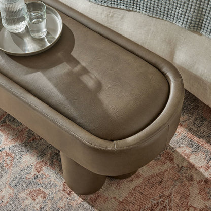 Mossi 52-Inch Oval Vegan Leather Bench