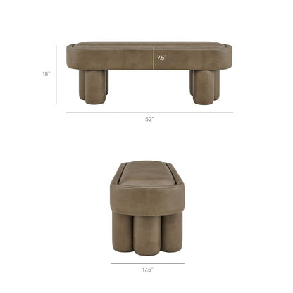 Mossi 52-Inch Oval Vegan Leather Bench