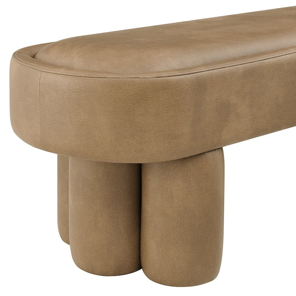 Mossi 52-Inch Oval Vegan Leather Bench
