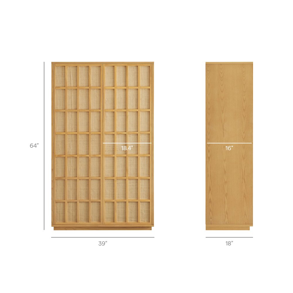 Aiko 64 Inch Tall Japandi Storage Cabinet