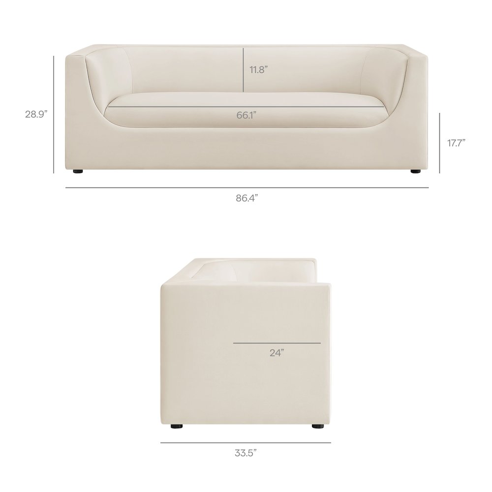 Hilda 86" Curved Back Performance Velvet Sofa