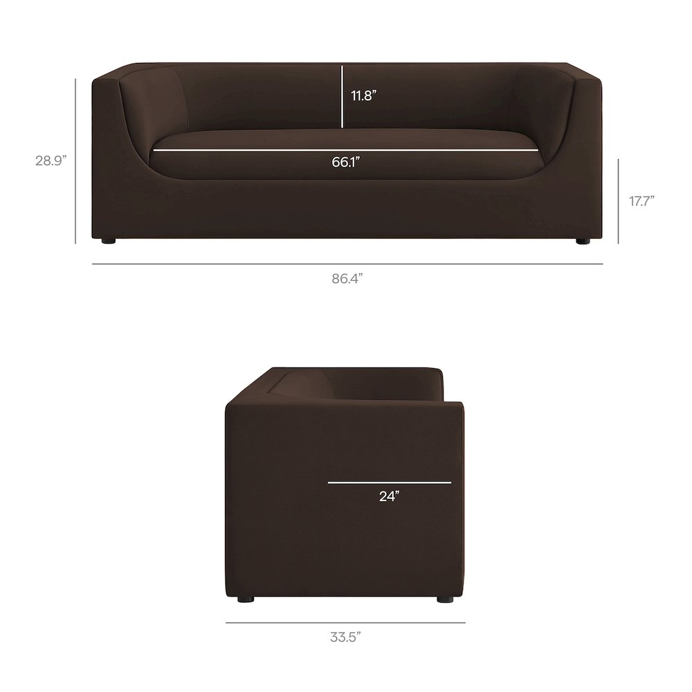 Hilda 86" Curved Back Performance Velvet Sofa