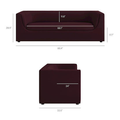 Hilda 86" Curved Back Performance Velvet Sofa