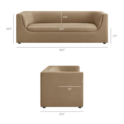 Hilda 86" Curved Back Performance Velvet Sofa